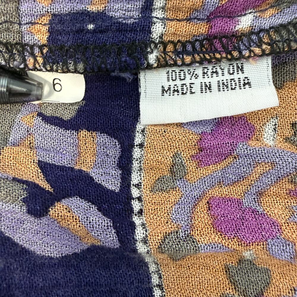 Modern Soul Bohemian Folk Print Gypsy Midi Dress Purple Size 6 - Picture 6 of 9